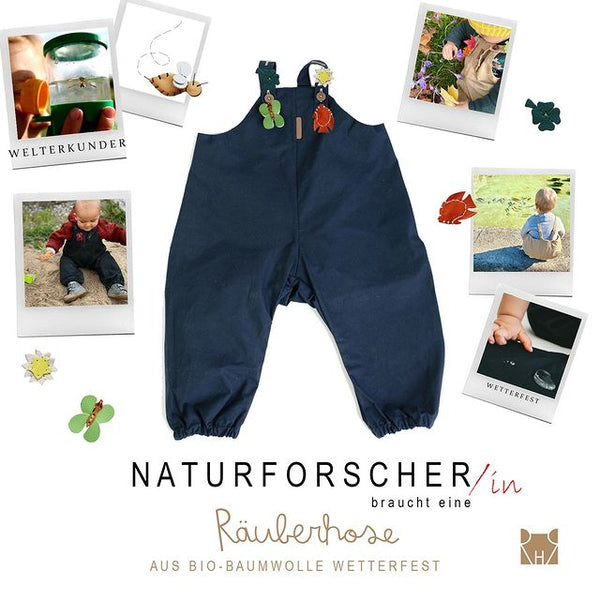 Matschhose Bio Baumwolle/ wasserabweisende Latzhose / schwarzwaldblau